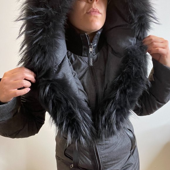 Grey Ookpik Winter Jacket w/ Racoon Fur Trim -M- - Picture 10 of 16